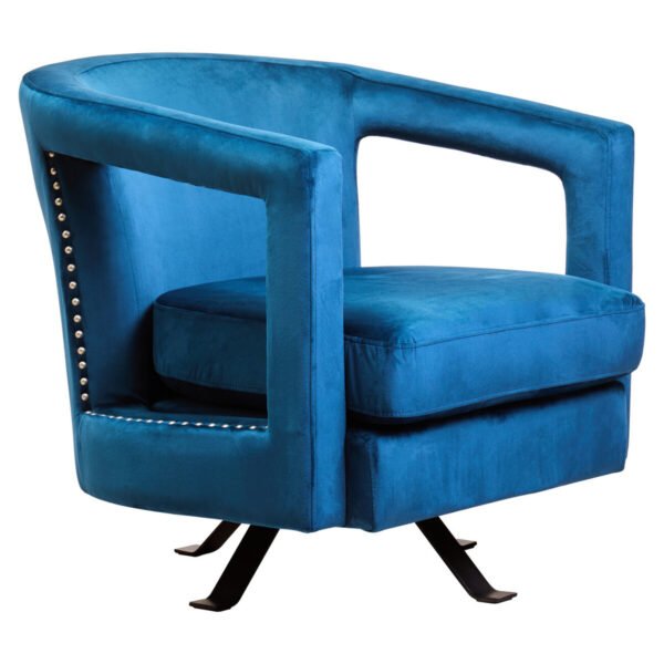 Hestelle Blue Velvet Swivel Chair