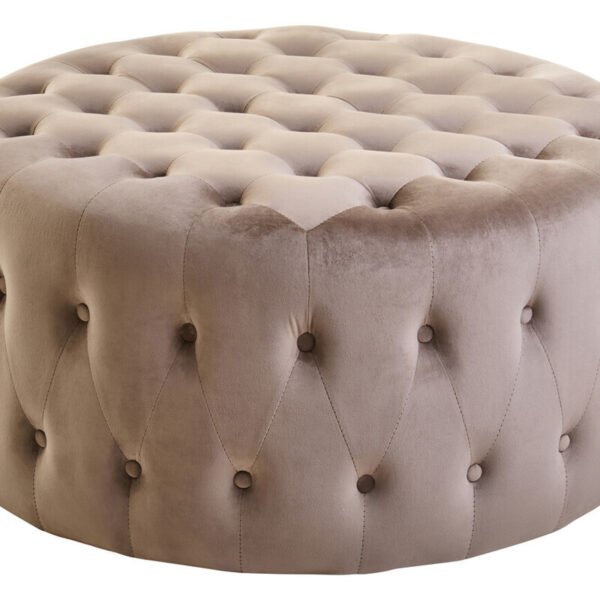Haverly Mink Velvet Round Tufted Footstool