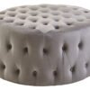 Haverly Grey Velvet Round Tufted Footstool 2 5528672 01 80710