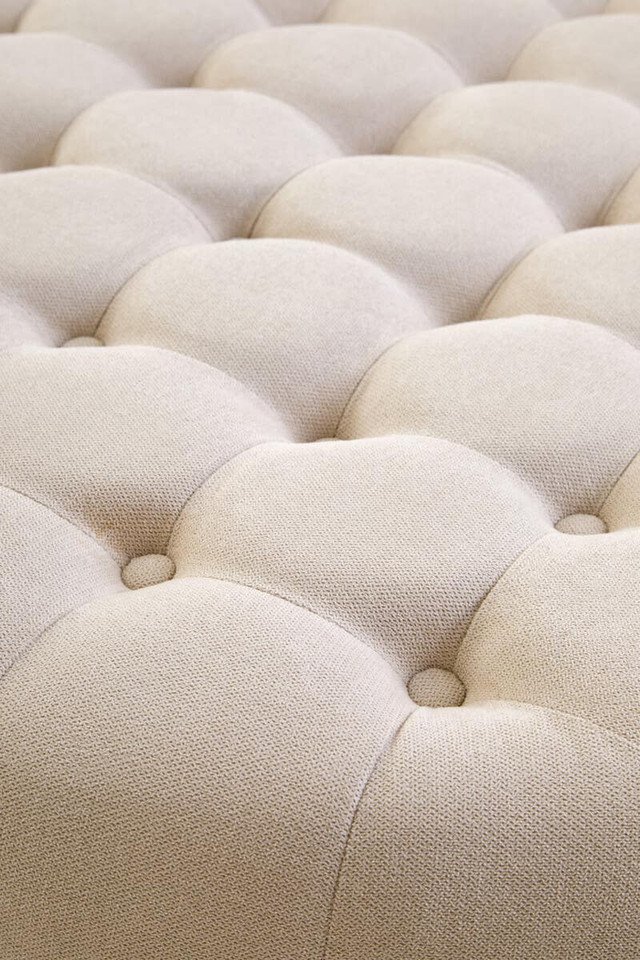 Haverly Beige Velvet Round Tufted Footstool 8 mac