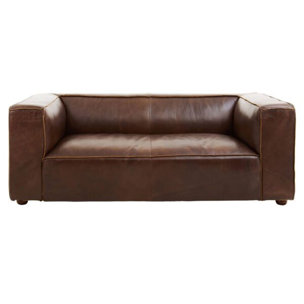Kingmont Prestige Two Seater Antique Brown Leather Sofa