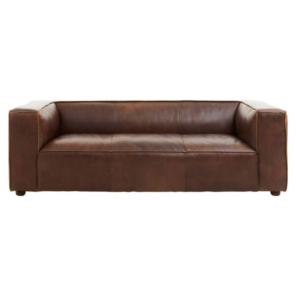 Kingmont Prestige Three Seater Antique Brown Leather Sofa
