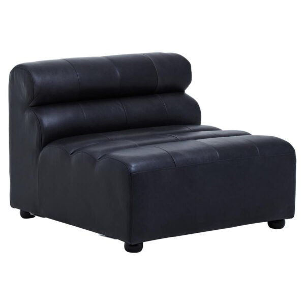 Kingscourt Armless Antique Black Leather Modular Sofa Chair