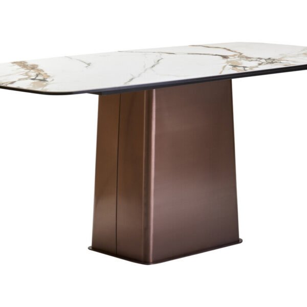 Imperiala White Ceramic Marble Effect Rectangular Dining Table