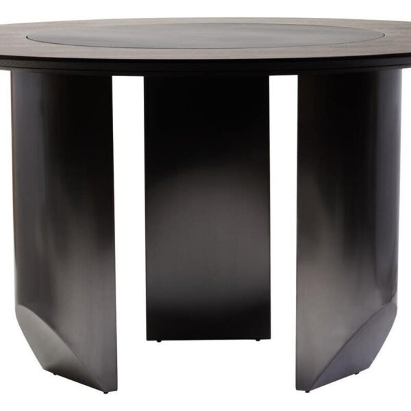 Imperiala Round Veneer Dining Table with Ceramic Lazy Susan