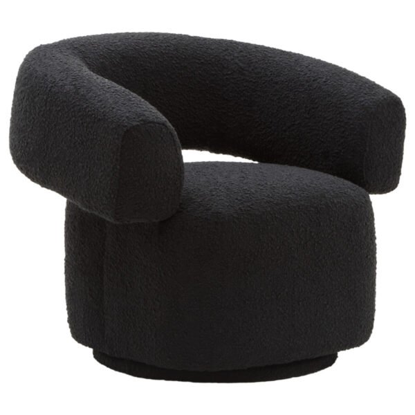 Olivian Black Boucle Curved Revolving Armchair