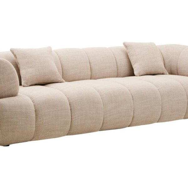 Ordelle Cream Linen 3 Seater Curved Sofa