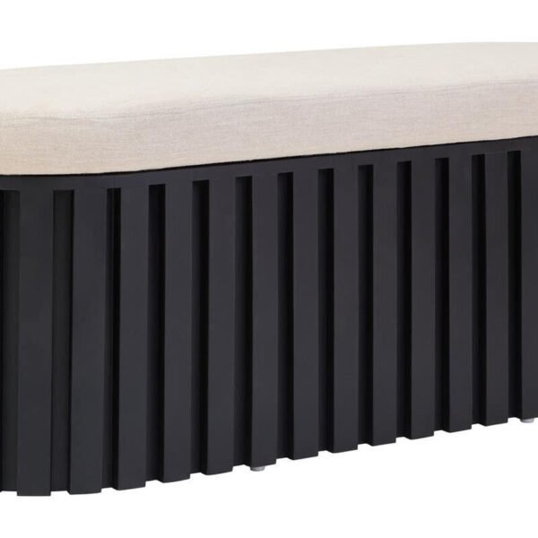Perdelle Black Mango Wood and Cream Linen Bench