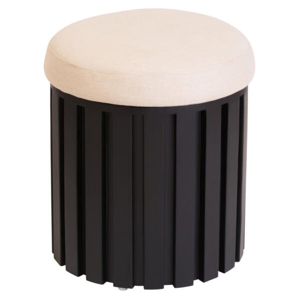 Perdelle Black Mango Wood and Cream Linen Stool
