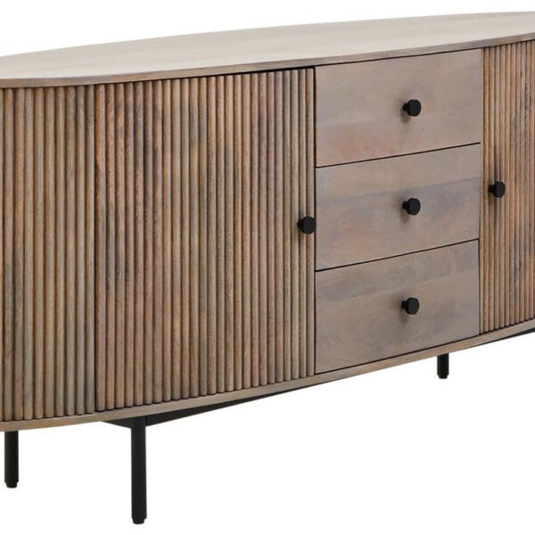 Torelli Two Door Three Drawer Grey Mango Wood Sideboard