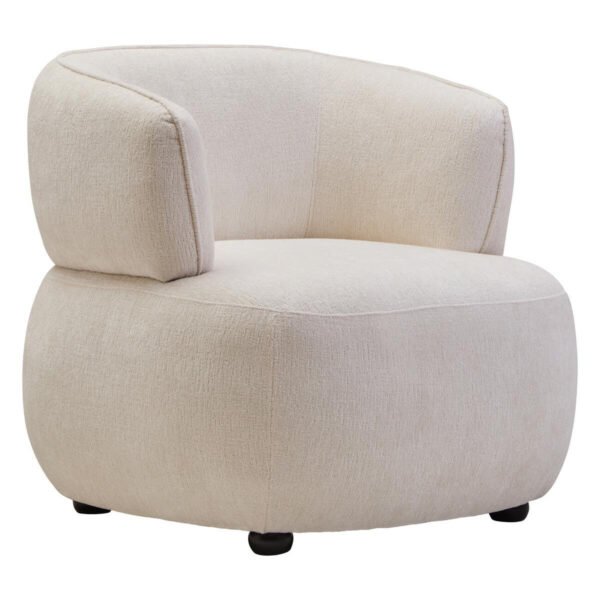 Davil Ivory Chenille Curved Chair