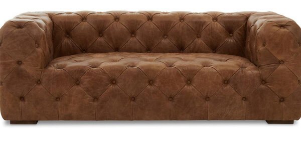 Hermosa Three Seat Tufted Leather Sofa