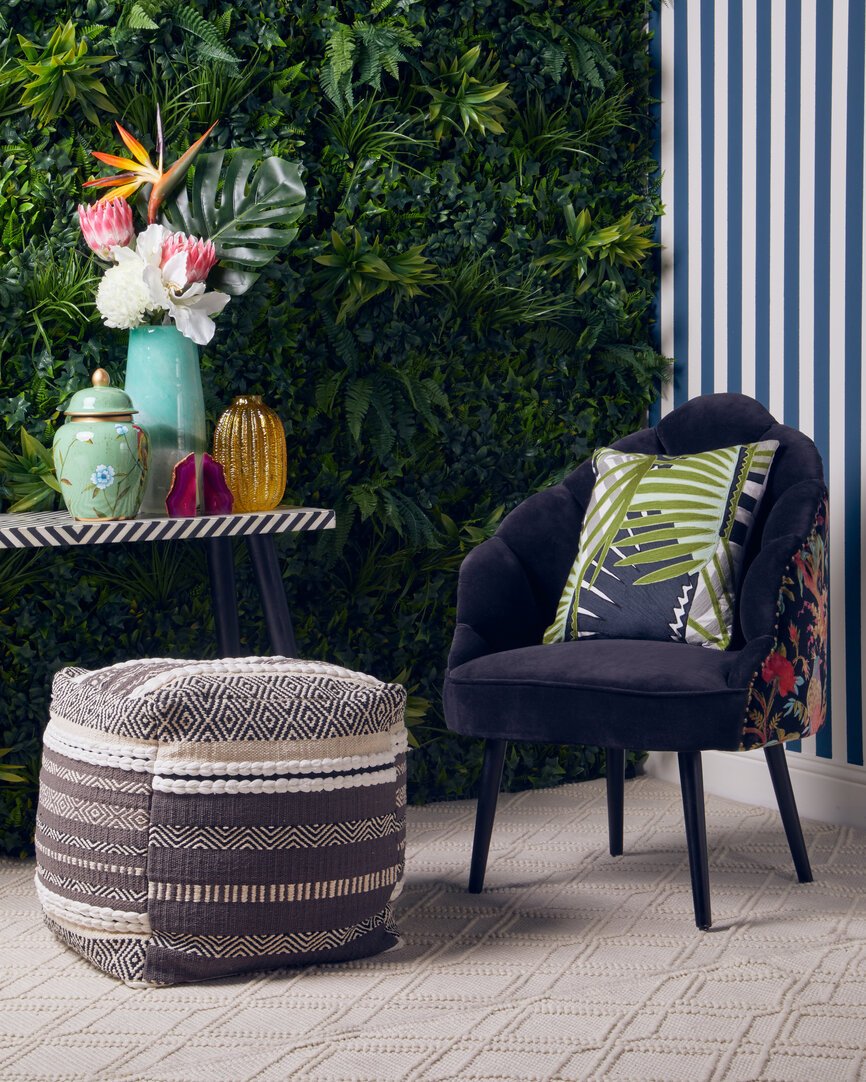 Circolo Grey And White Pouffe 9 jpg