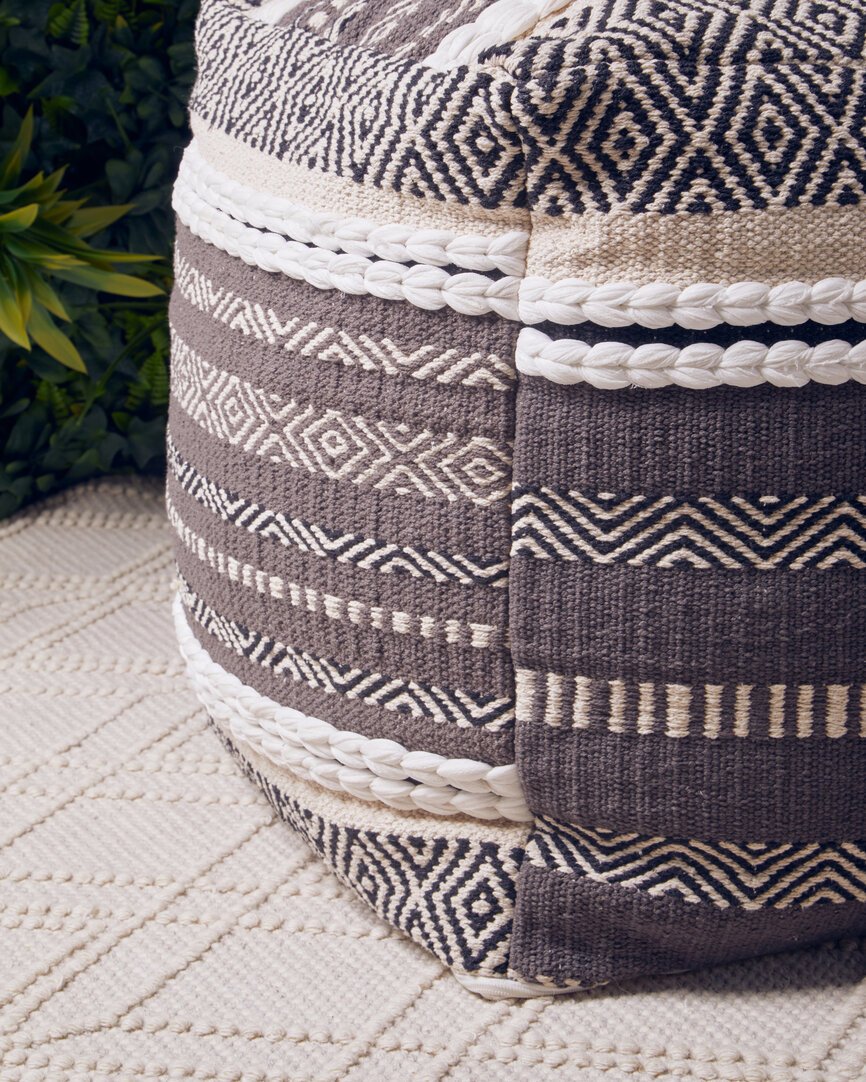 Circolo Grey And White Pouffe 8 jpg