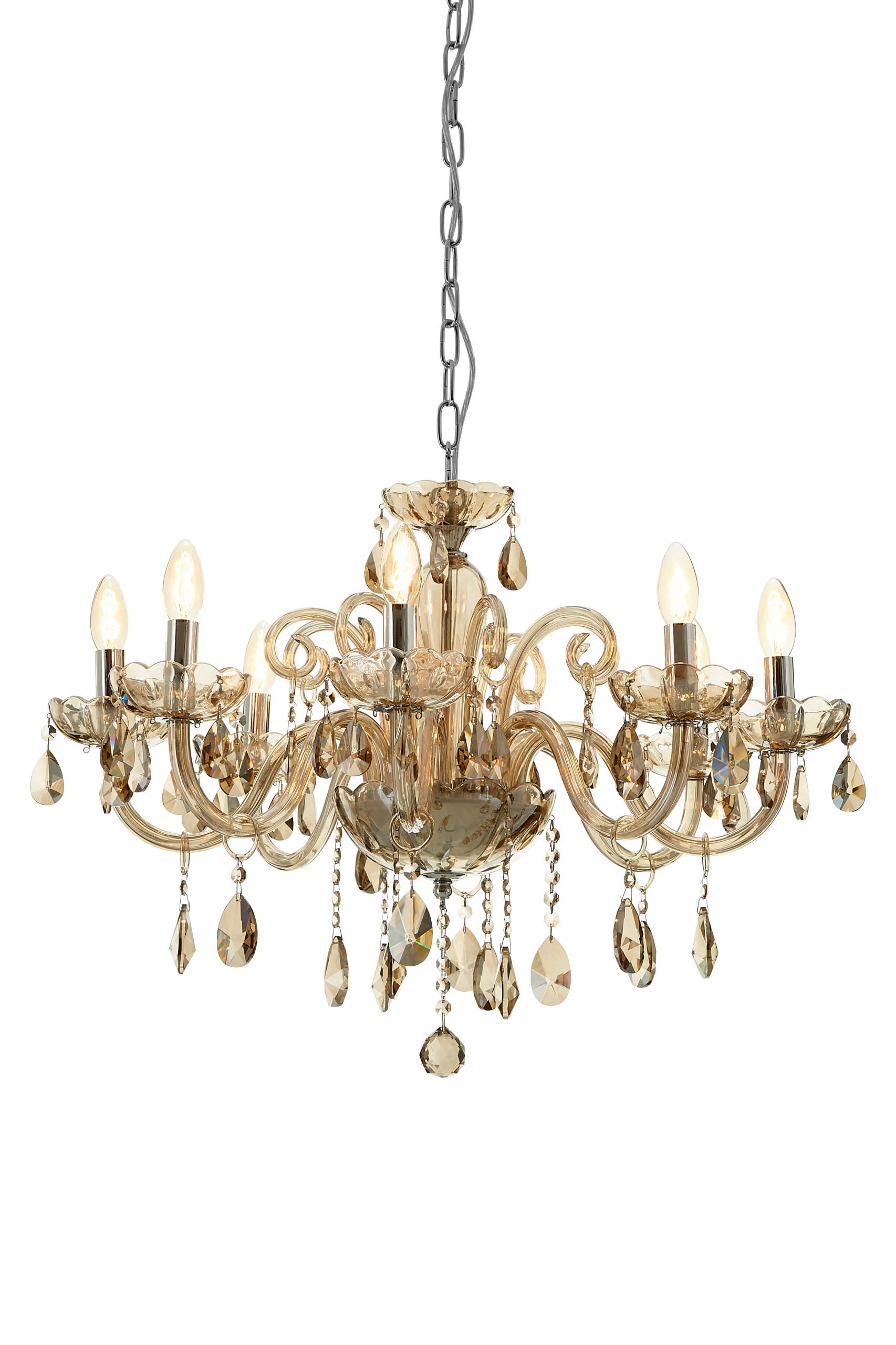 Millelume 8 Bulb Chrome And Cognac Glass Chandelier 6 scaled jpeg