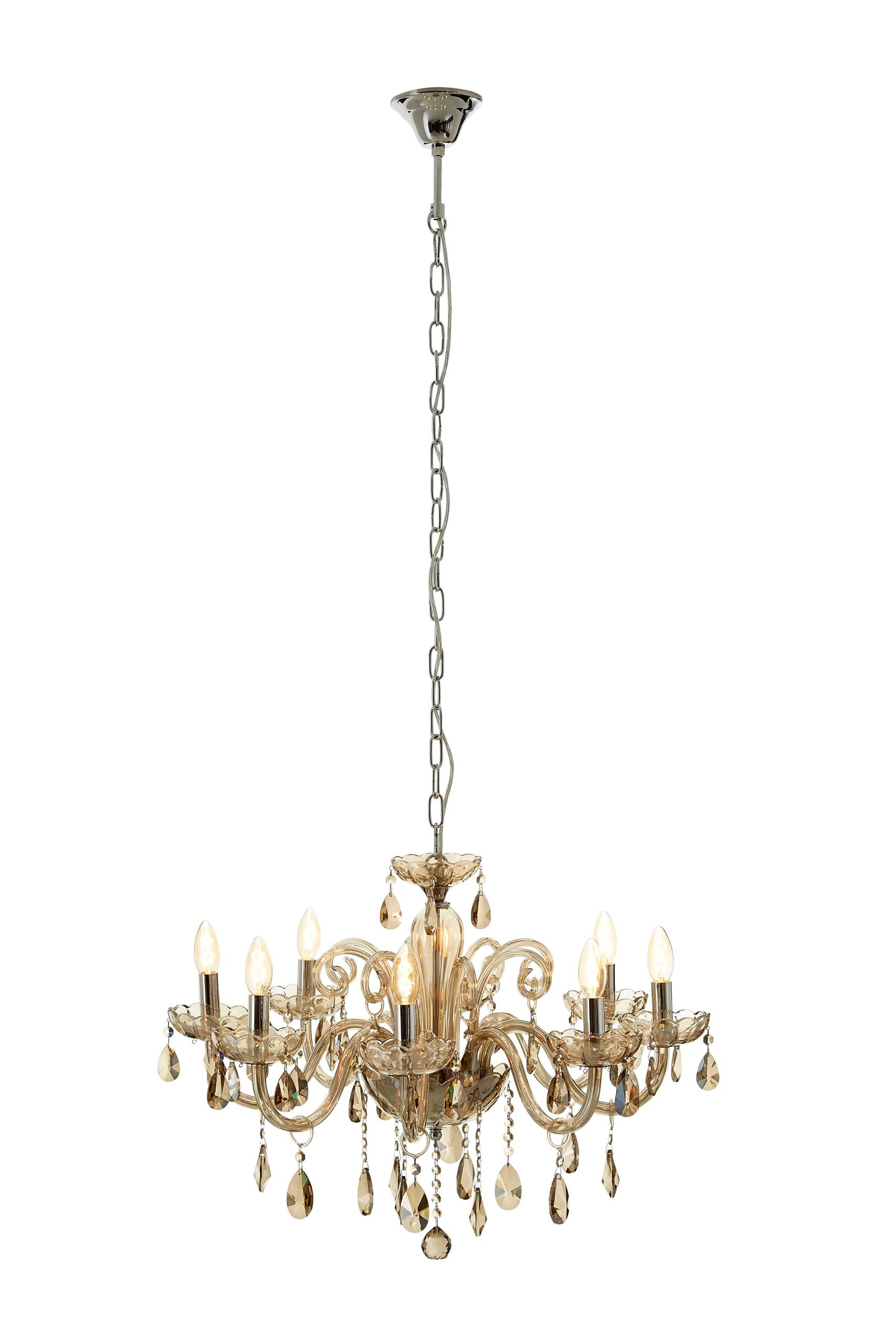Millelume 8 Bulb Chrome And Cognac Glass Chandelier 5 scaled jpeg