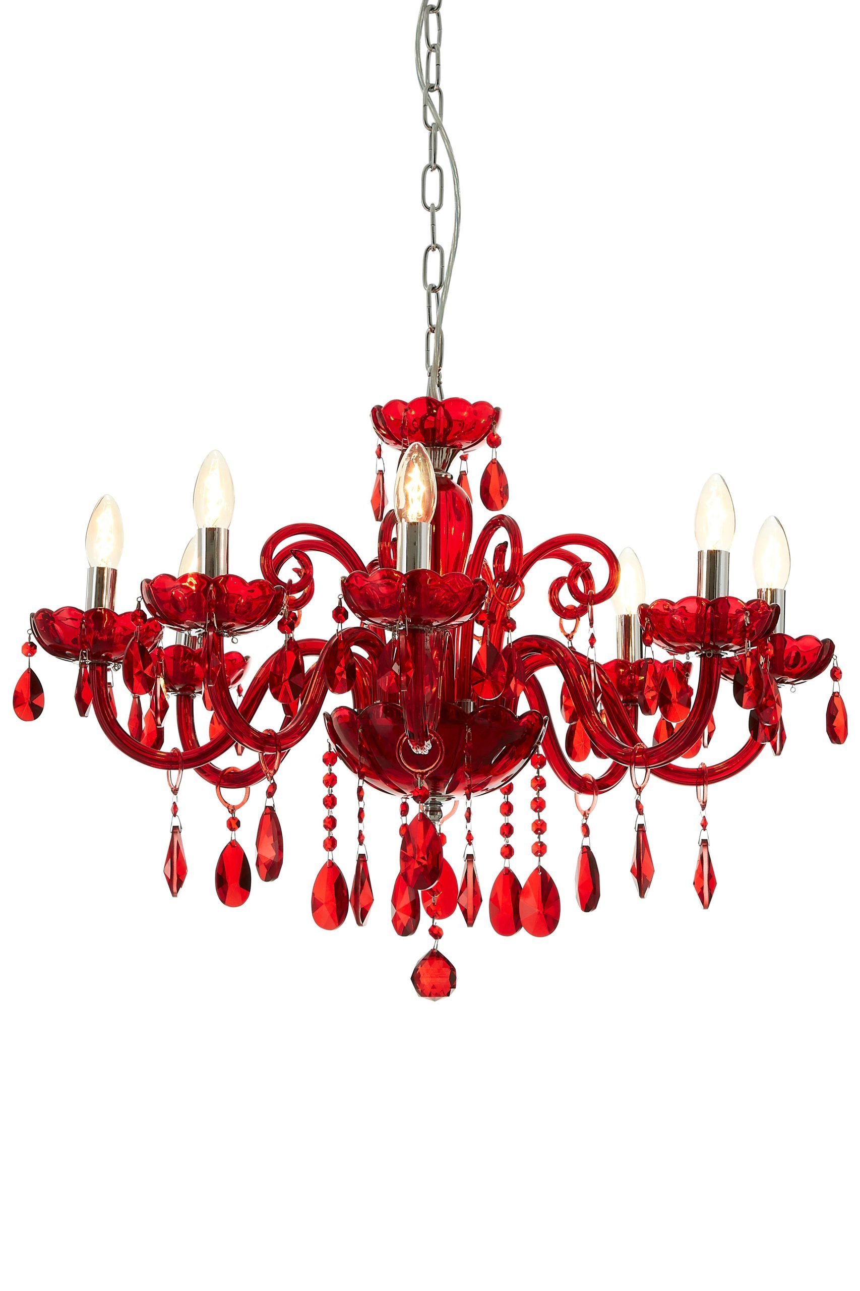 Millelume 8 Bulb Chrome And Red Crystal Glass Chandelier 6 scaled jpeg