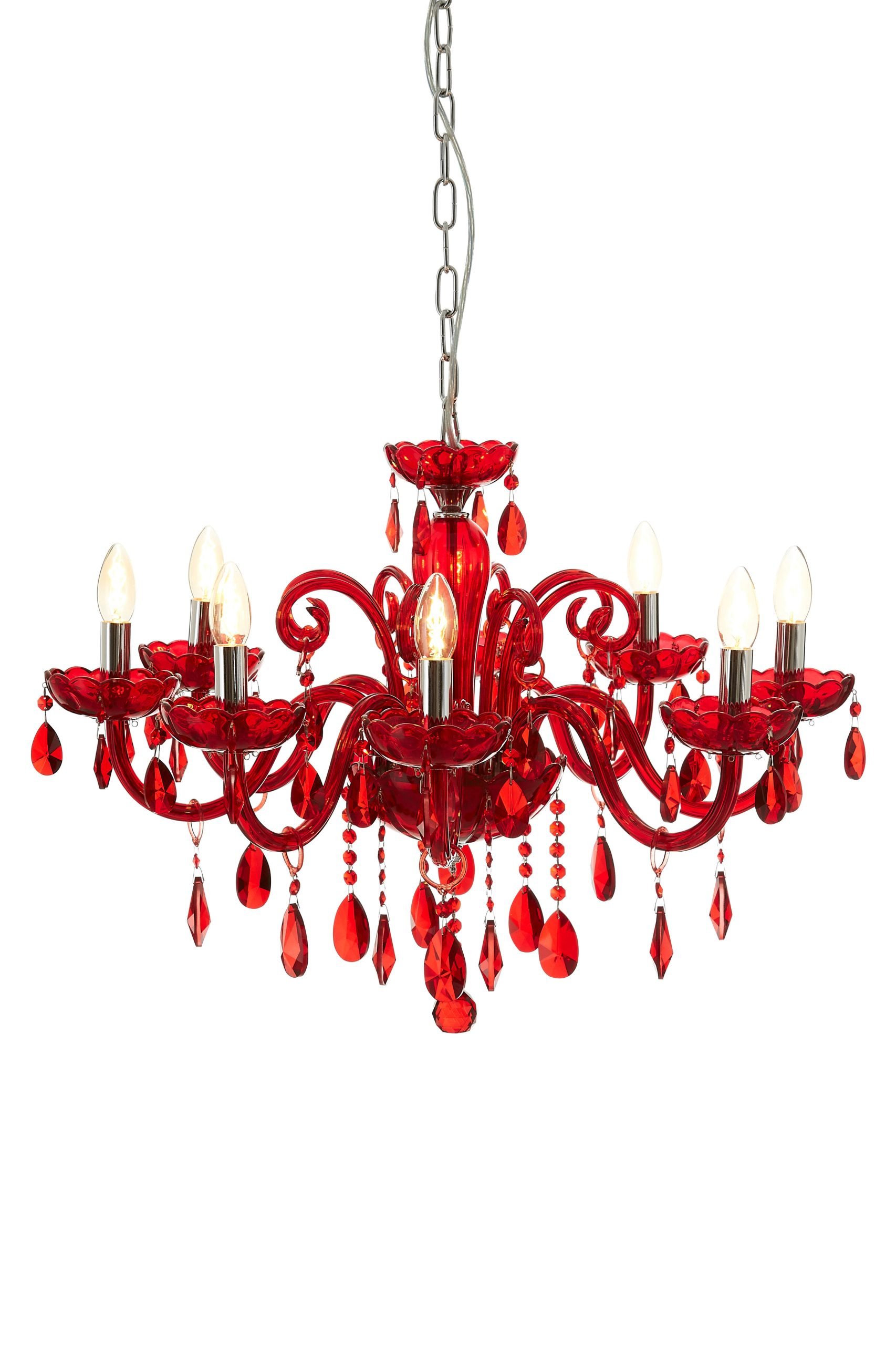 Millelume 8 Bulb Chrome And Red Crystal Glass Chandelier 3 scaled jpeg