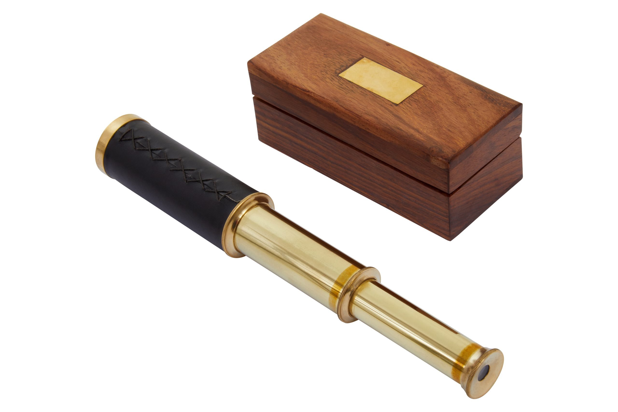 Cervo Brown Leather Effect Telescope With Wooden Box 10 scaled jpeg