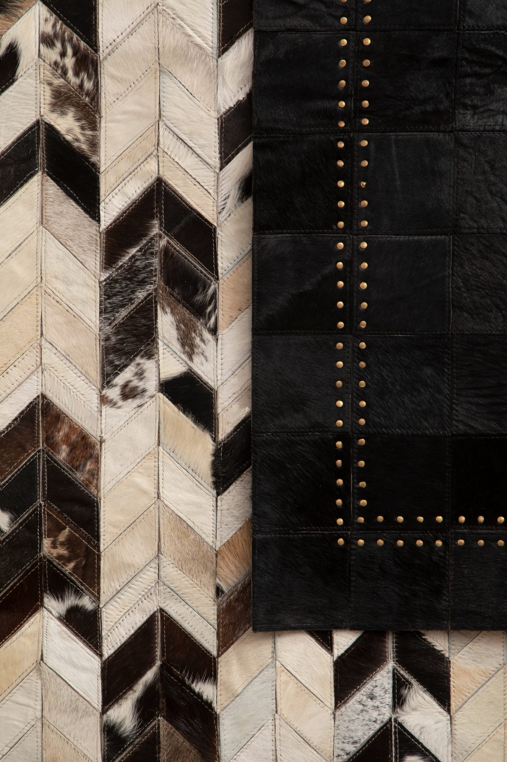 Sirocco Large Hair on Leather Chevron Patchwork Rug 16 scaled jpeg