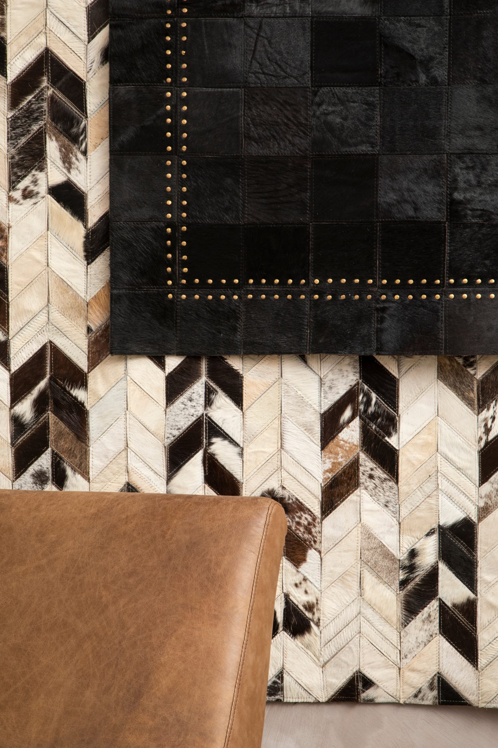 Sirocco Large Hair on Leather Chevron Patchwork Rug 11 scaled jpeg