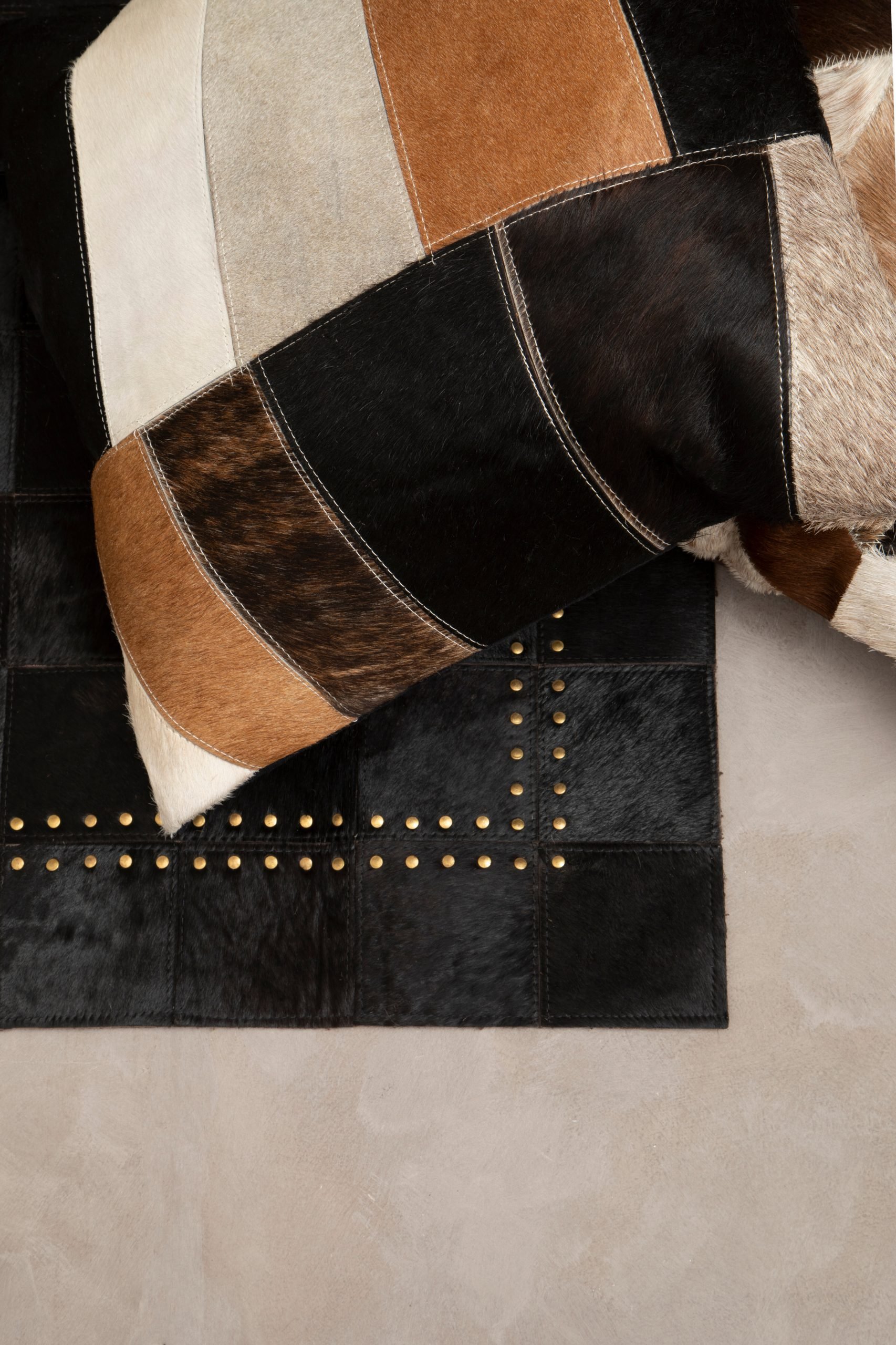 Sirocco Neutral Colourblock Hair on Leather Patchwork Cushion 8 scaled jpeg