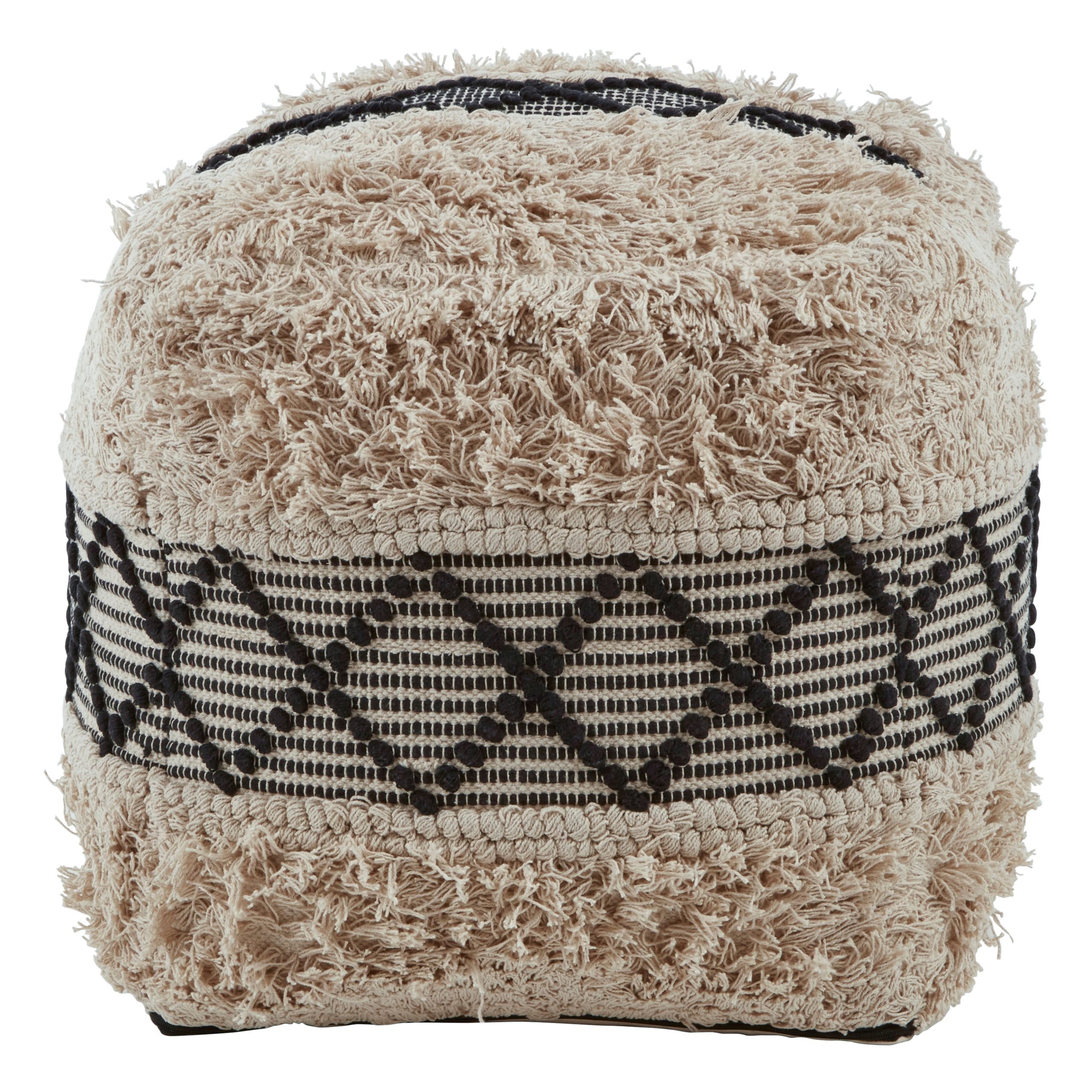 Circolo Black and White Shaggy Pouffe 7 scaled jpeg