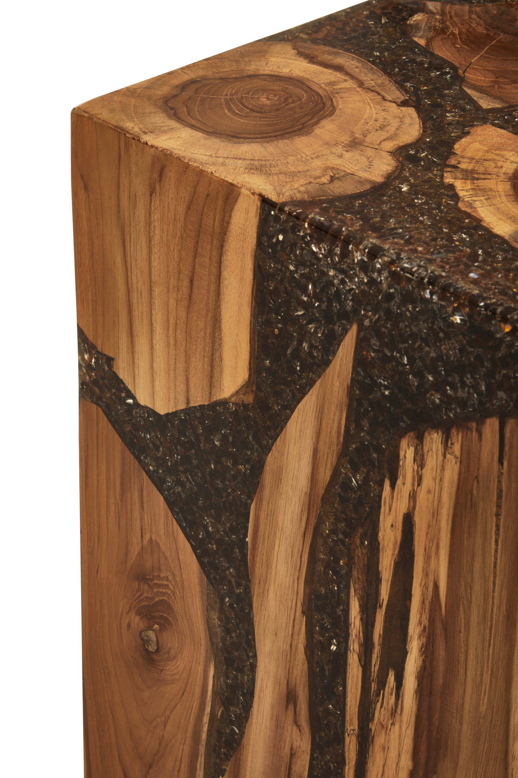 Striata Resin and Teak Wood Side Table and Stool 4 scaled jpeg