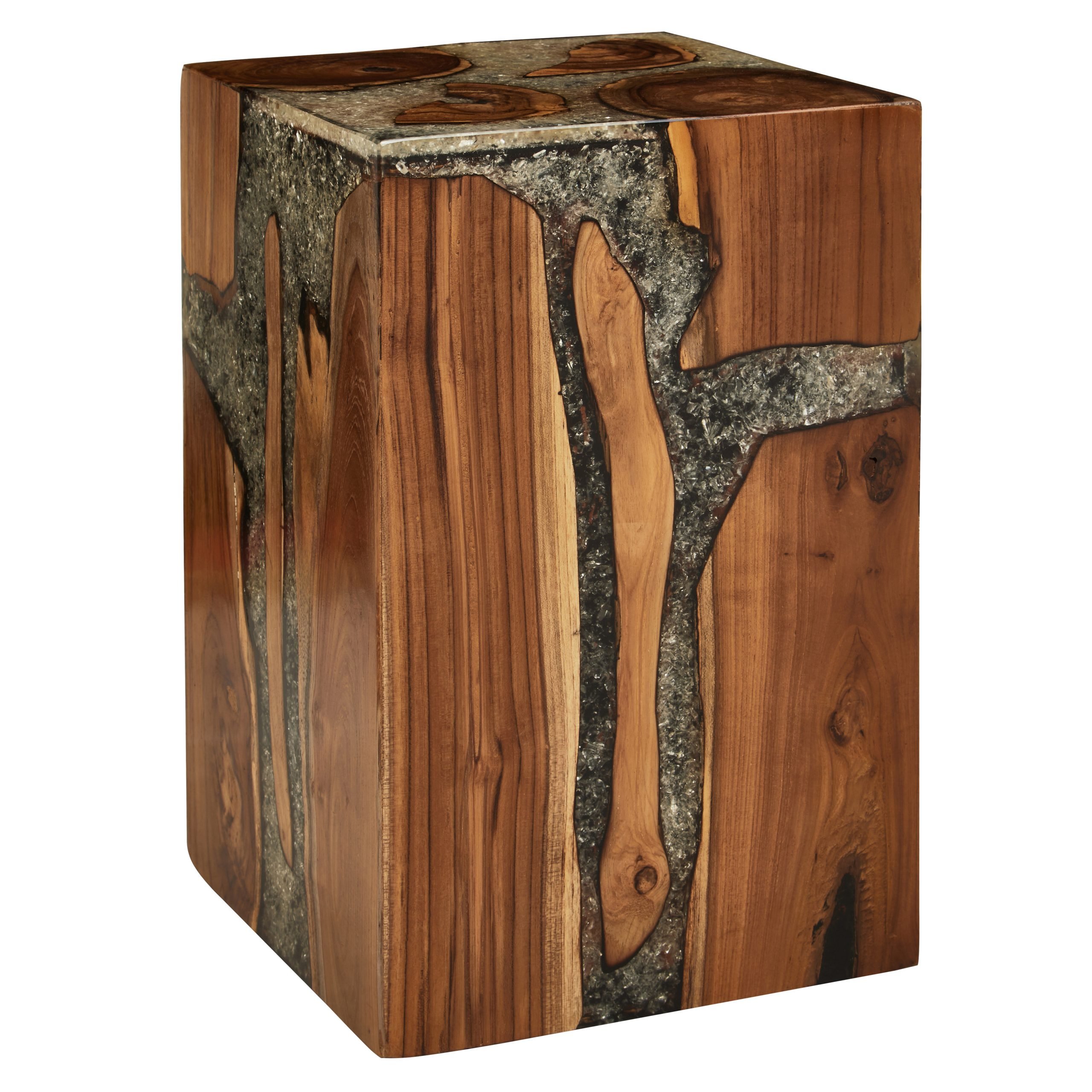 Striata Teak Wood and Resin Side Table and Stool 9 scaled jpeg