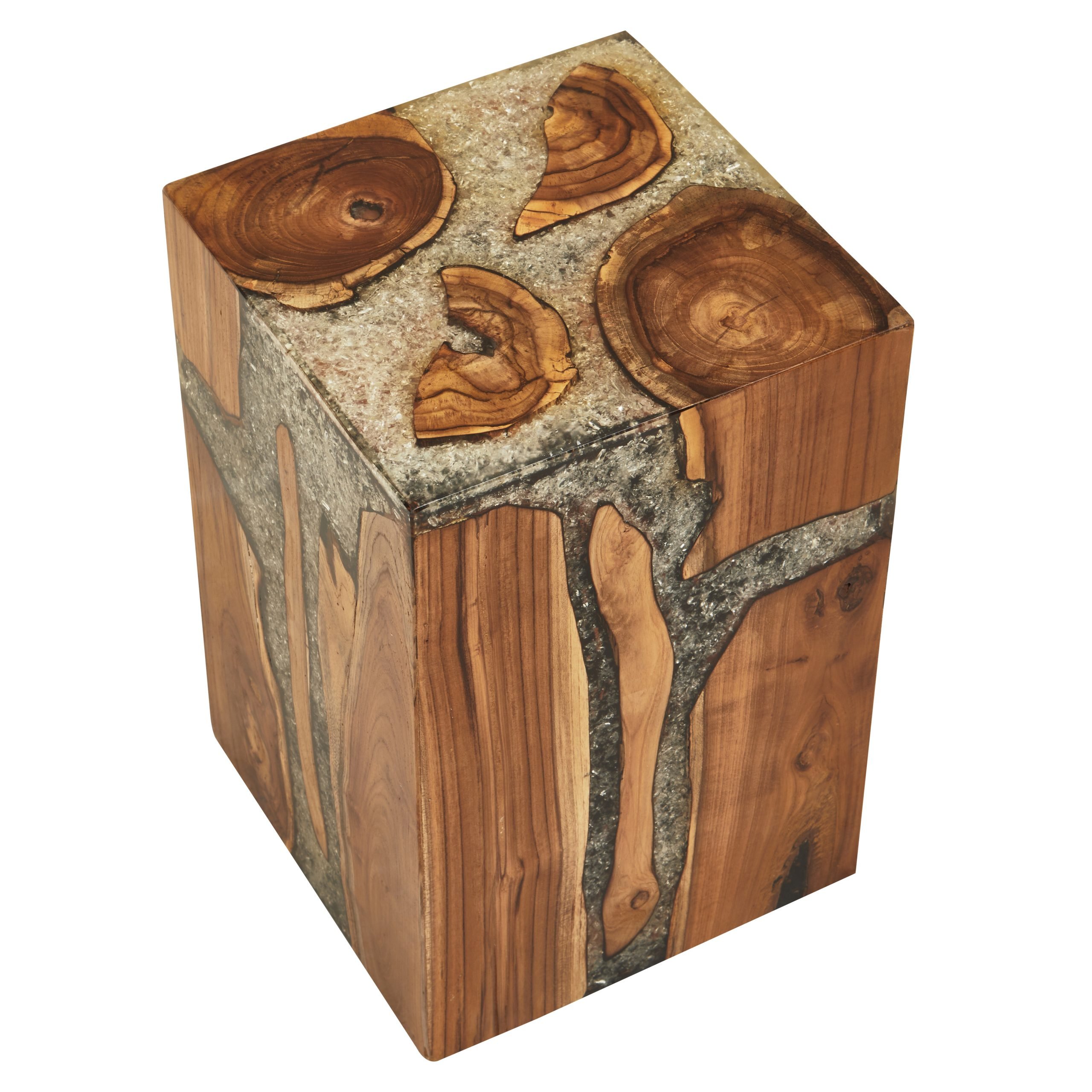 Striata Teak Wood and Resin Side Table and Stool 8 scaled jpeg