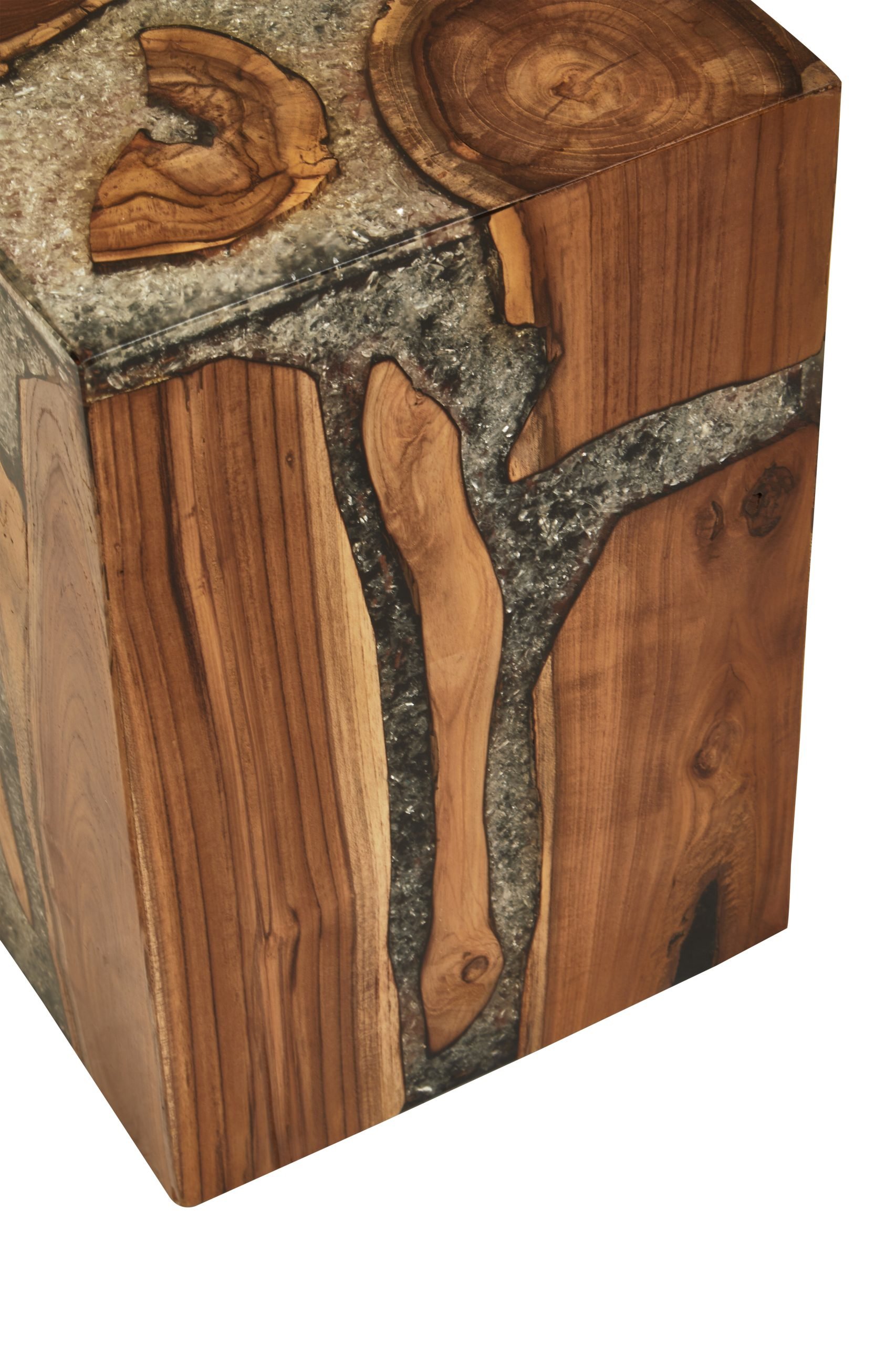 Striata Teak Wood and Resin Side Table and Stool 6 scaled jpeg