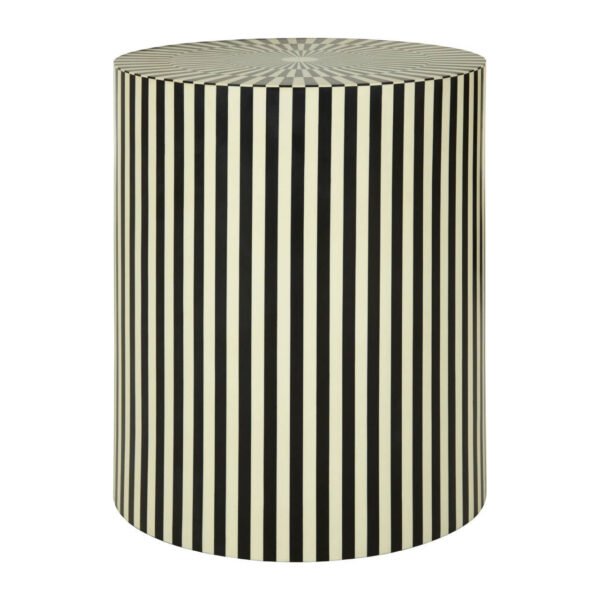 Haavon Ivory and Black Resin Table and Stool
