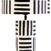 Cielor Black And White Papier Mache Table Lamp with Geometric Lines 1 jpg