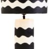 Cielor Black And White Curved Stripe Papier Mache Table Lamp 2 jpg
