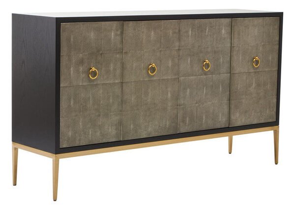 Deoria Grey Shagreen Effect 4 Door Sideboard