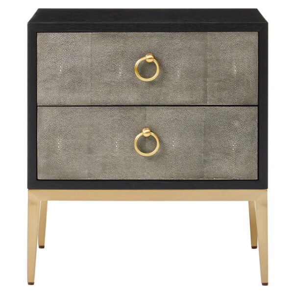Deoria Two Drawer Grey Shagreen Effect Side Table