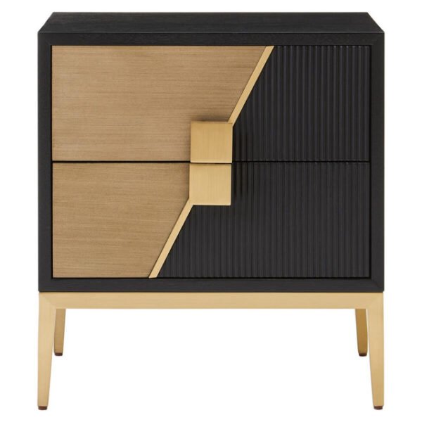 Daetta Black and Gold Two Drawer Side Table