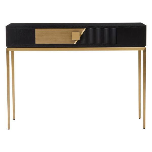 Daetta Black and Gold Console Table with 1 Drawer