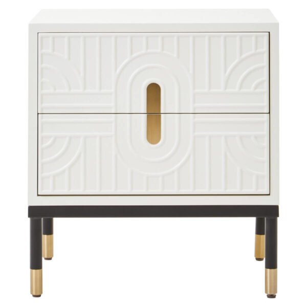 Daeaux Two Drawer Side Table in Off White