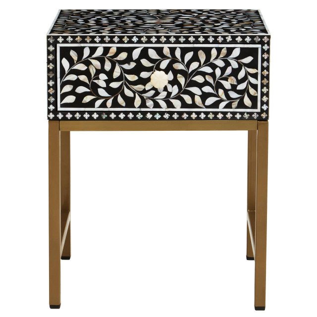 Fusione di Perla 2 Drawer Side Table with Bone Inlay 3 jpg
