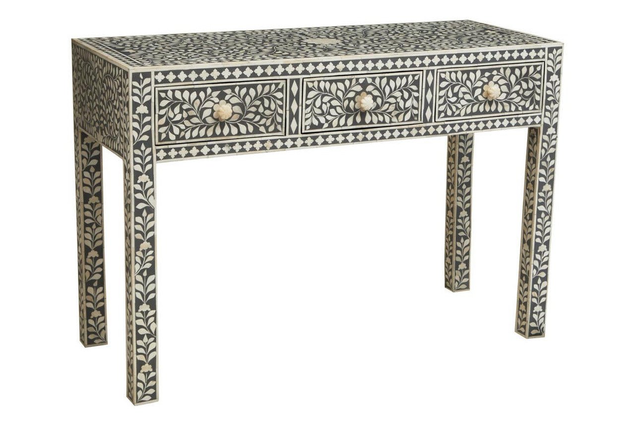 Fusione di Perla Bone Inlay Desk with 3 Drawers 3 jpg