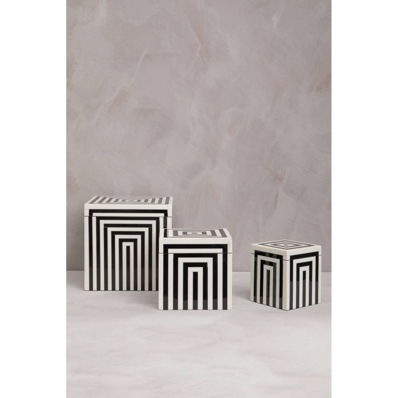 Delizia Large Square Black and White Stripe Trinket Box 4 box jpg