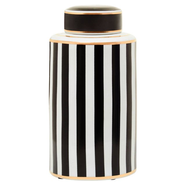 Danza Large Black And White Stripes Ceramic Jar 3 whiteblack jpg