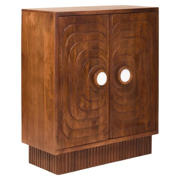 Saella Two Door Mango Wood Carved Cabinet