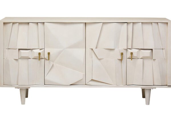 Siaria Four Door Whitewash Mango Wood Abstract Sideboard