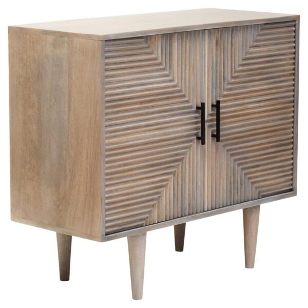 Saetta Two Door Greywash Carved Mango Wood Sideboard