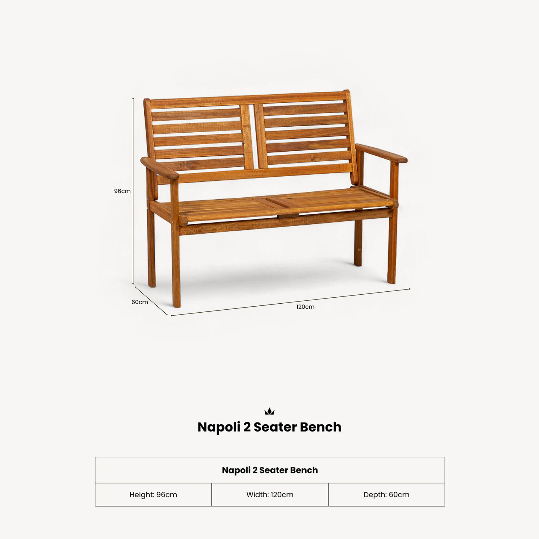 Napoli 2 Seater Garden Furniture Bench 9 jpg