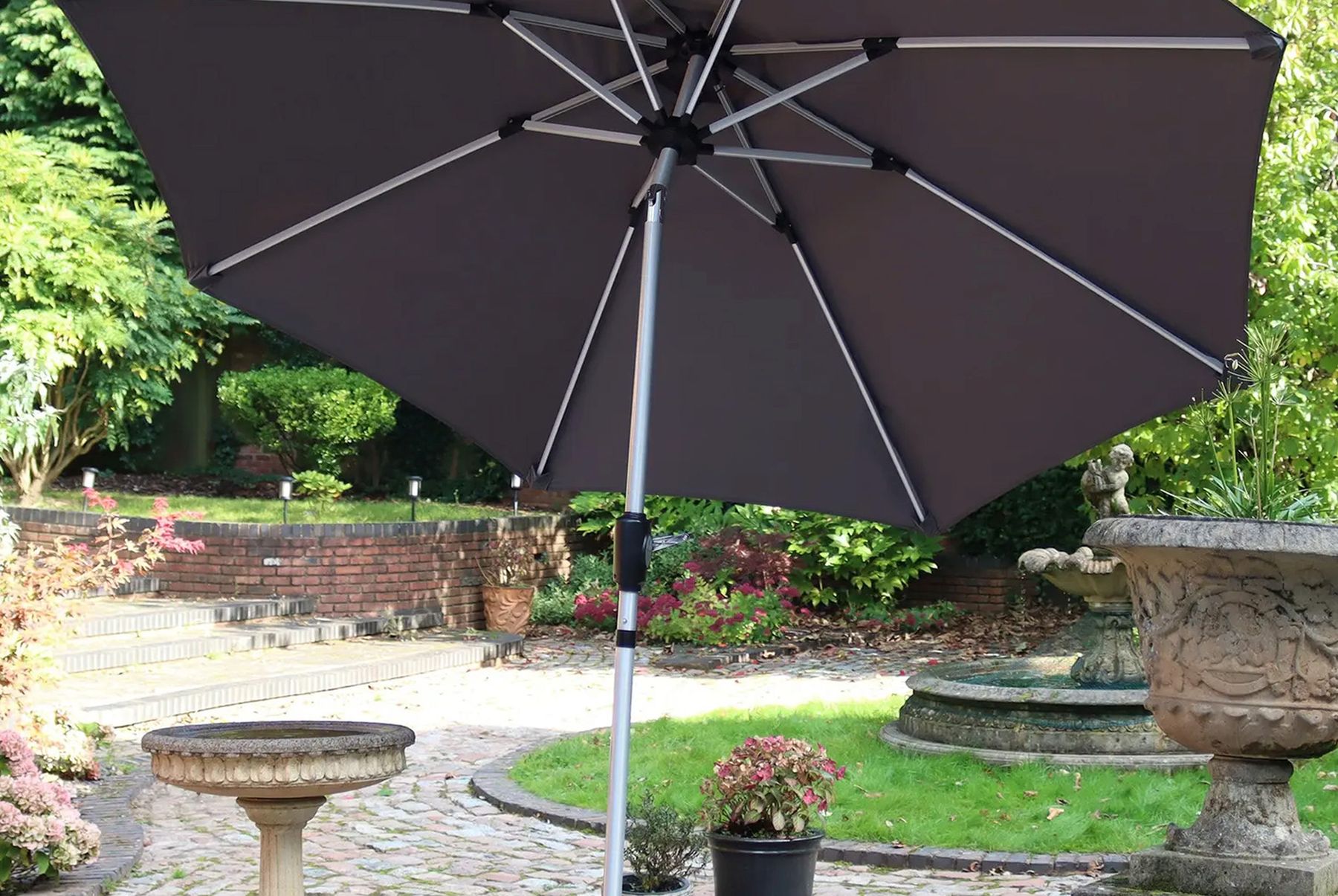 Royalcraft Solar Powered LED Crank & Tilt Parasol - Grey 4 M S jpg
