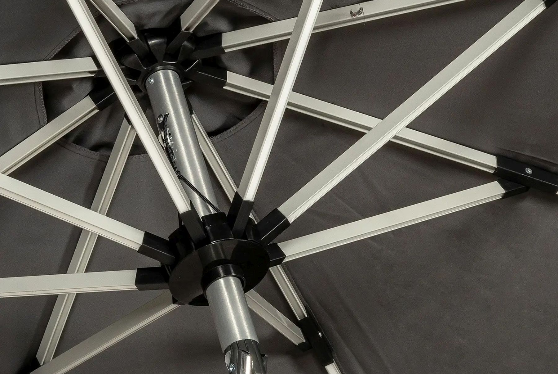 Royalcraft Solar Powered LED Crank & Tilt Parasol - Grey 8 jpg