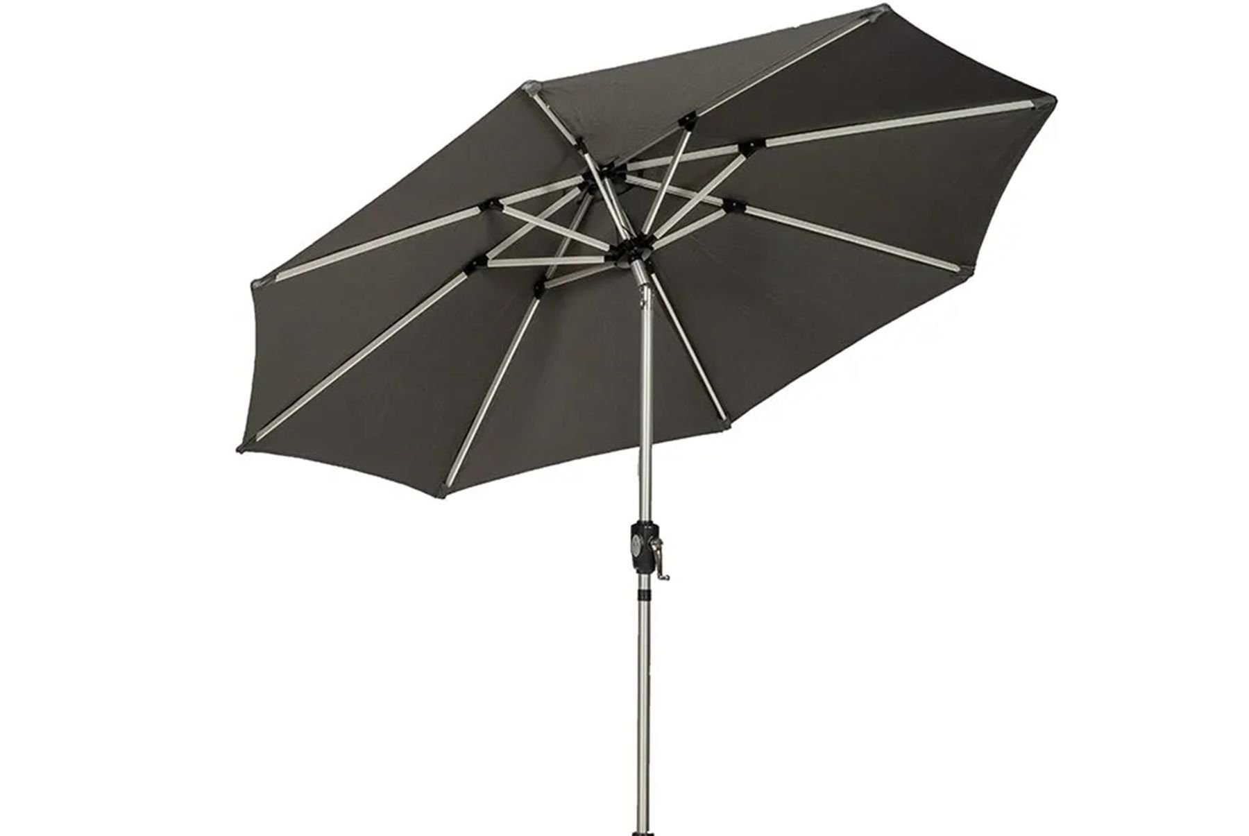 Royalcraft Solar Powered LED Crank & Tilt Parasol - Grey 10 Grey main jpg